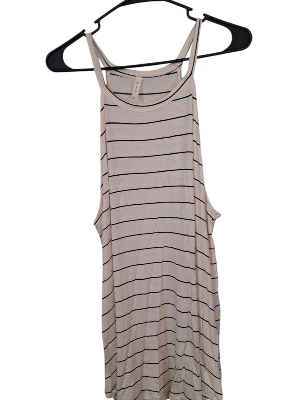 mts Cream & Black Striped Racerback Tank